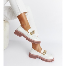 Mocasini albi din piele lacuita Goe NN2N4201 2