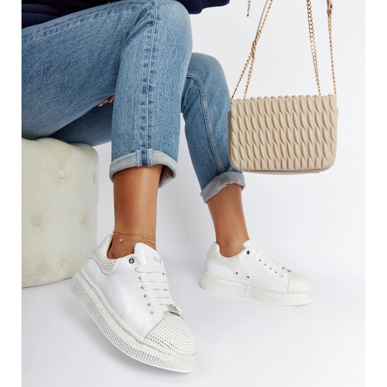 Tenisi albi cu strasuri Goe NN2N4011 1