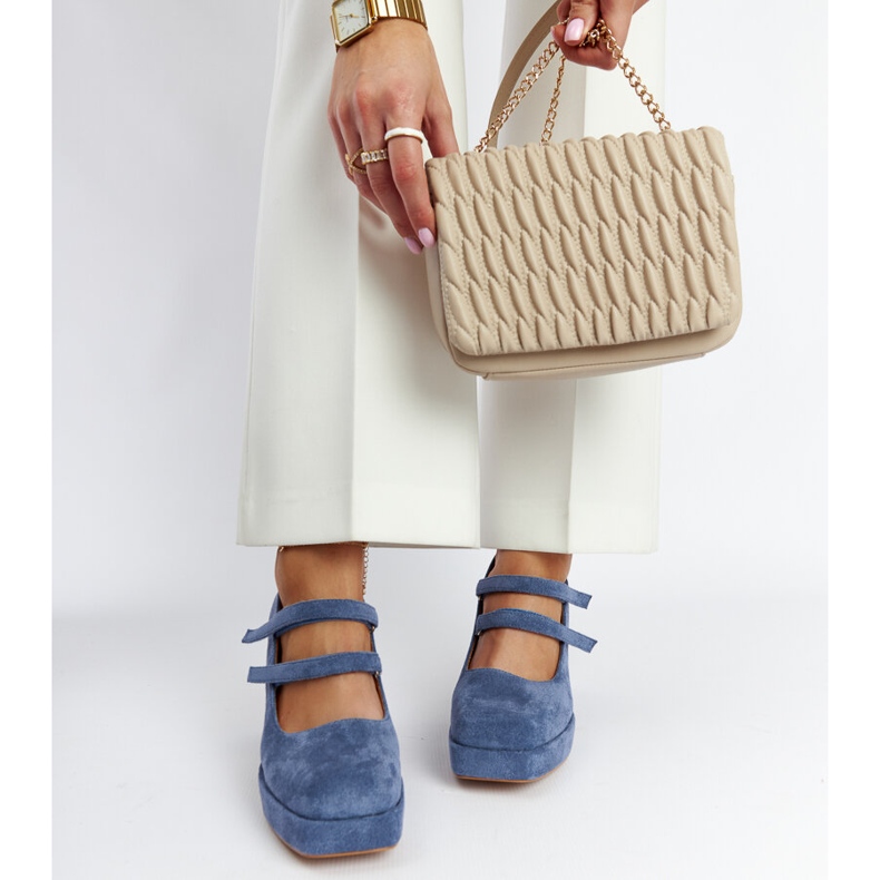 Pompe albastre ale lui Cher cu un toc bloc masiv albastru 2