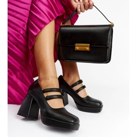 Pompe Cher negri cu toc bloc masiv negru 1 Pompe Cher negri cu toc bloc masiv negru 1