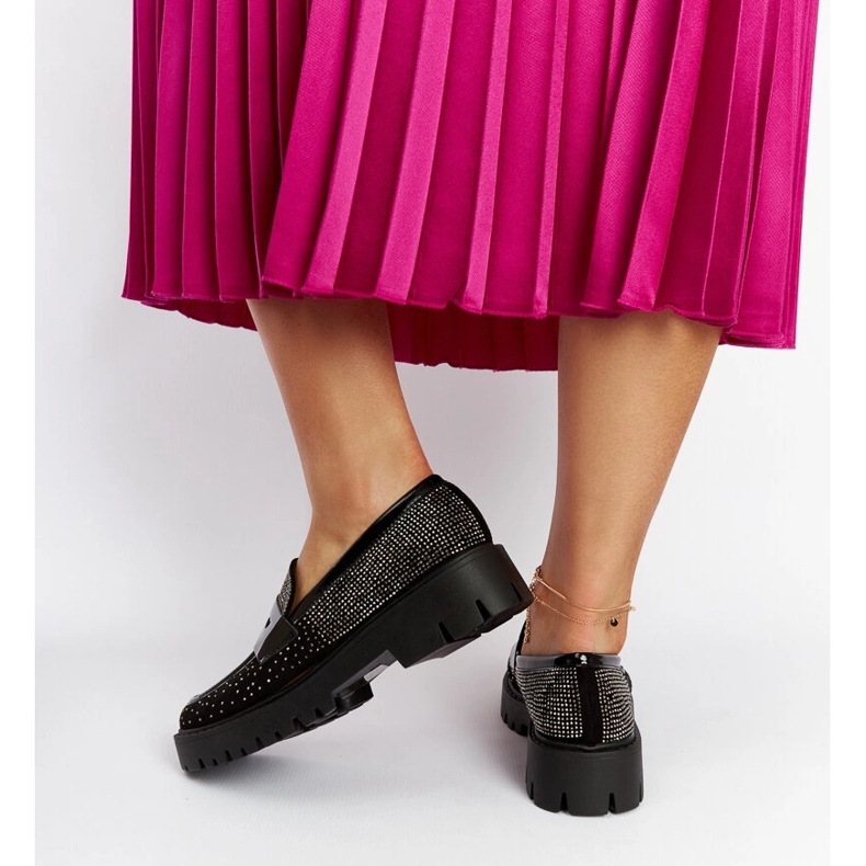 Mocasini negri decorati cu strasuri Newport negru 1
