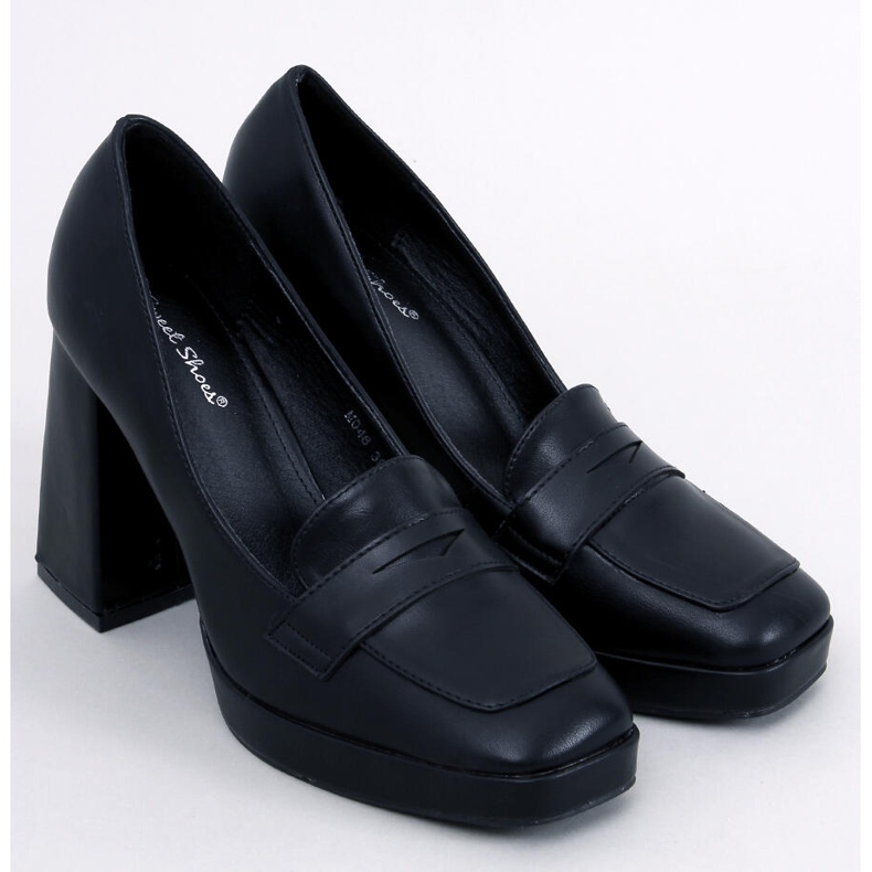 Mocasini cu toc inalt de la Entee Black negru 1 Mocasini cu toc inalt de la Entee Black negru 1