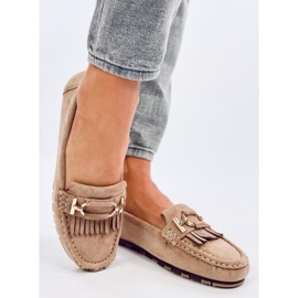 Mocasini de dama Leif Khaki bej 2