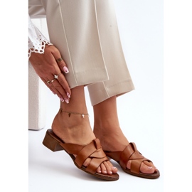 Zazoo 40236 Papuci de damă din piele cu toc mic maro 1