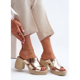 Zazoo 40373 Flip-flops din piele pe un bloc, auriu de aur 2