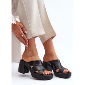 Zazoo 40373 Flip-flops din piele cu bloc, negru 2