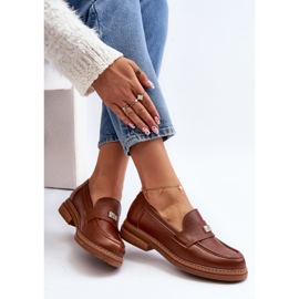 Mocasini din piele pentru femei Zazoo 20165, maro 1