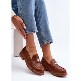 Mocasini din piele pentru femei Zazoo 20165, maro 2