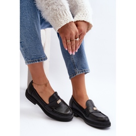 Mocasini din piele pentru femei Zazoo 20165, negru 2