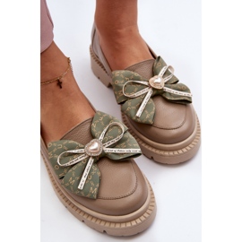 Mocasini de dama din piele cu fundita Laura Messi 2787 bej 1