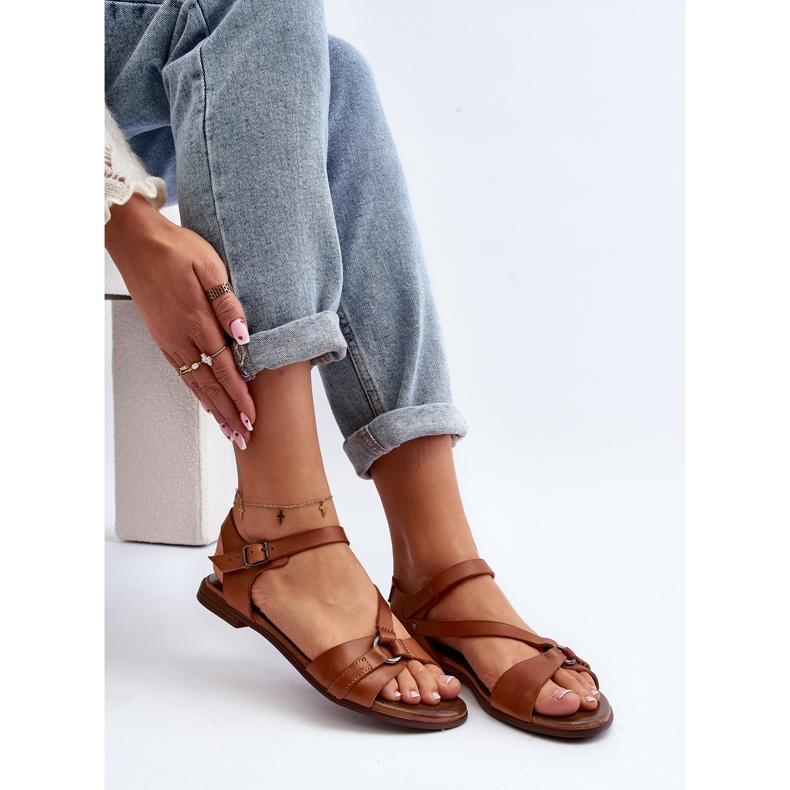 Sandale din piele pentru femei Zazoo 40182, maro 1