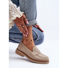 Mocasini din piele pentru femei Zazoo 20165, bej 1