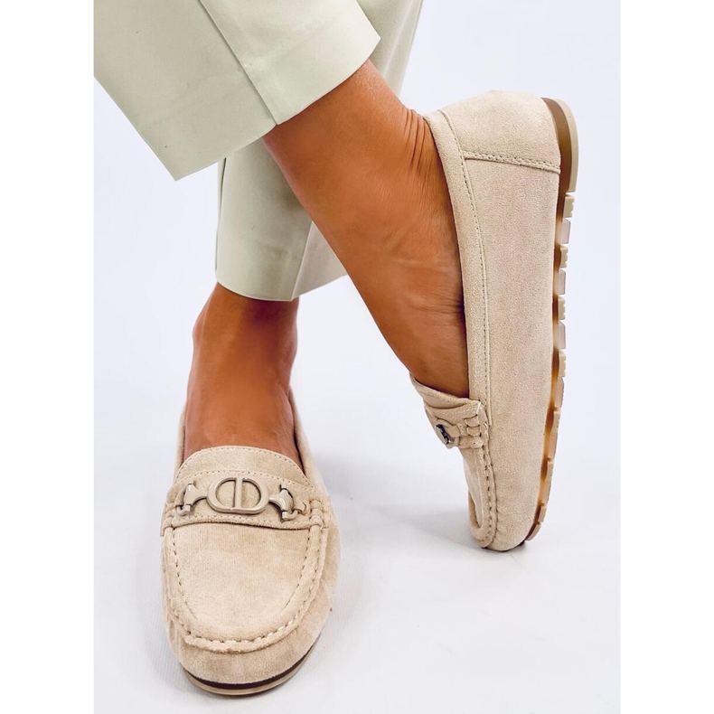 Mocasini de dama din piele intoarsa Trabei Beige bej 2