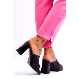 Sweet Shoes Papuci din piele neagră cu toc înalt negru 3