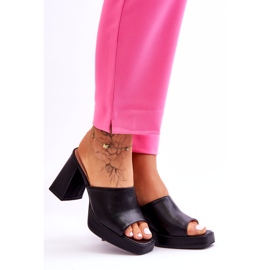 Sweet Shoes Papuci din piele neagră cu toc înalt negru 4