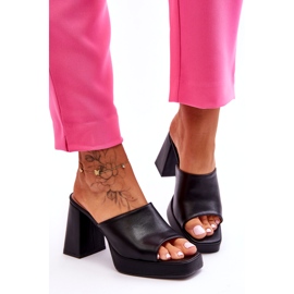 Sweet Shoes Papuci din piele neagră cu toc înalt negru 5