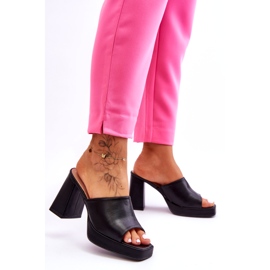 Sweet Shoes Papuci din piele neagră cu toc înalt negru 6