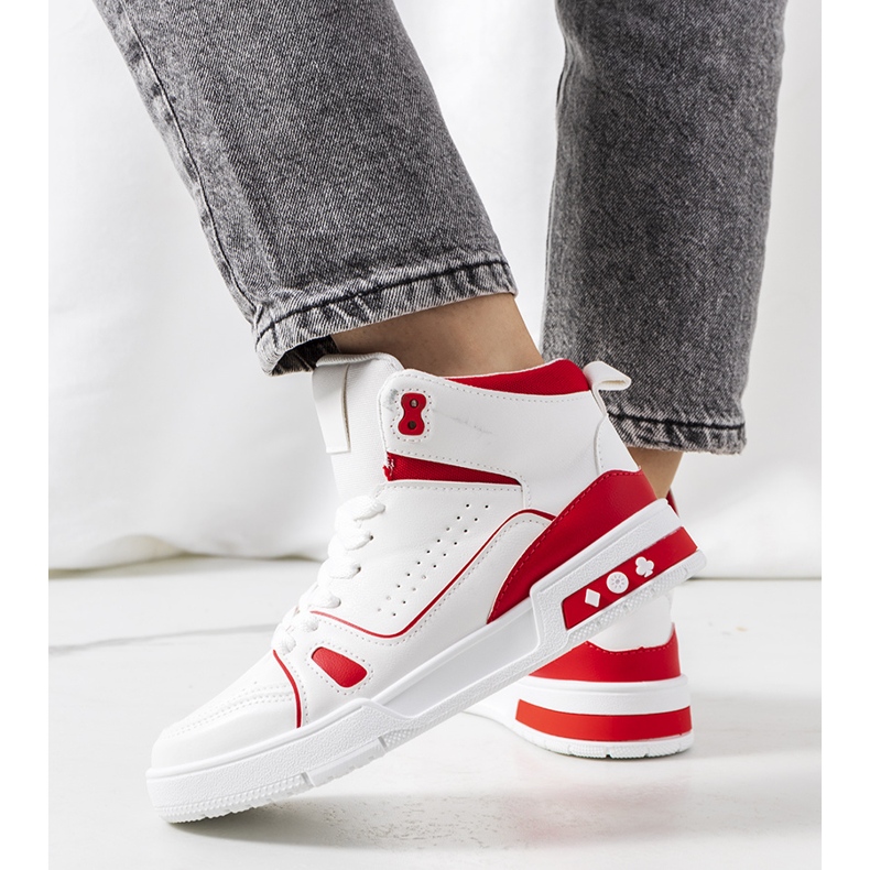 Adidași Grandis roșii cu glezne alb roșu 1