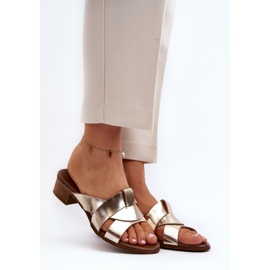 Zazoo 40236 Papuci de femei din piele cu toc mic, auriu de aur 2