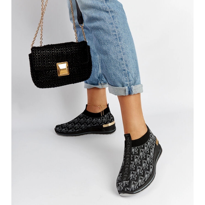 Pantofi Slip On Tartano negri și gri negru 1