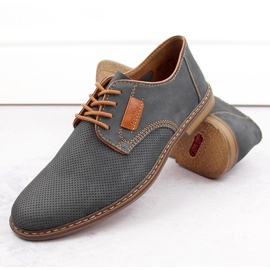 Pantofi barbati confortabili din piele albastru bleumarin Rieker 13439-14 1