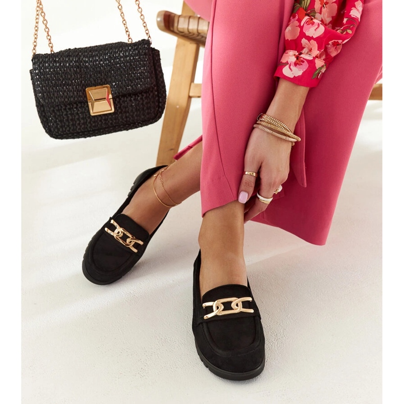 Mocasini de piele intoarsa neagra cu catarama Sardis negru 1