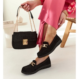 Mocasini de piele intoarsa neagra cu catarama Sardis negru 2