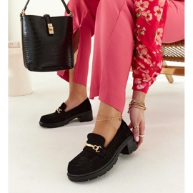 Mocasini Sherie din piele intoarsa neagra negru 1