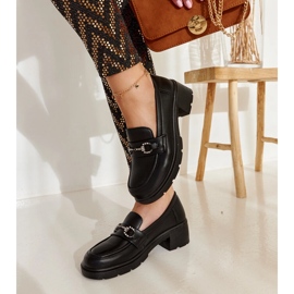 Mocasini Grisel din piele ecologica neagra negru 1