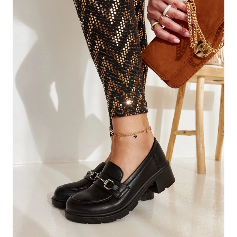 Mocasini Grisel din piele ecologica neagra negru 2