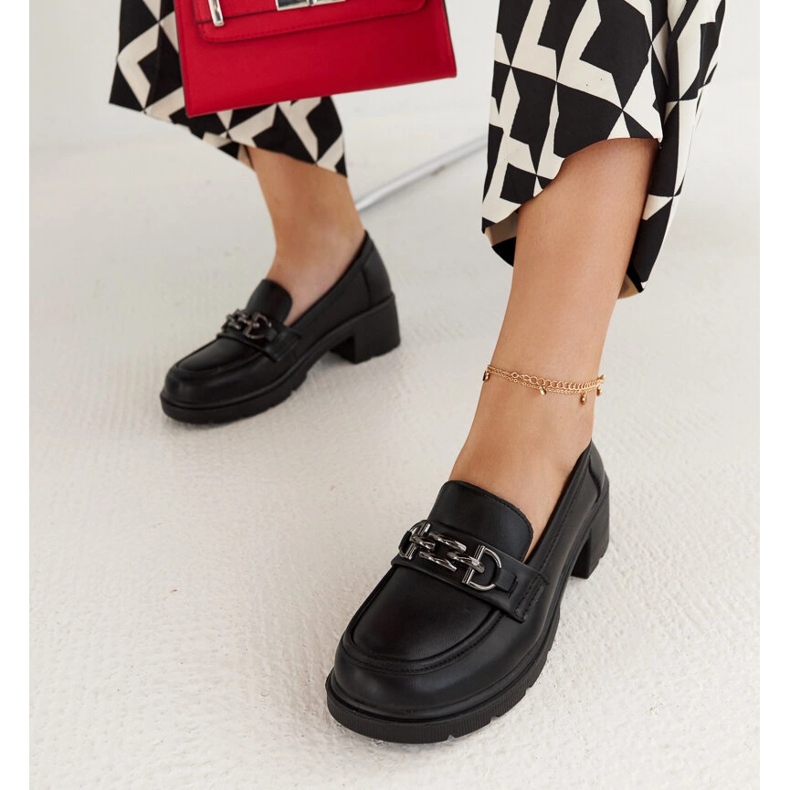 Mocasini negri din piele ecologica de la Lyyli negru 1