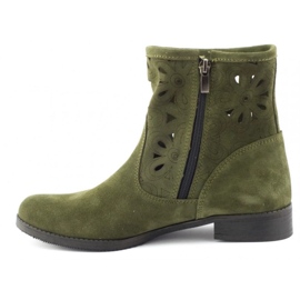 Olivier Botine confortabile din piele verde ajurata 1