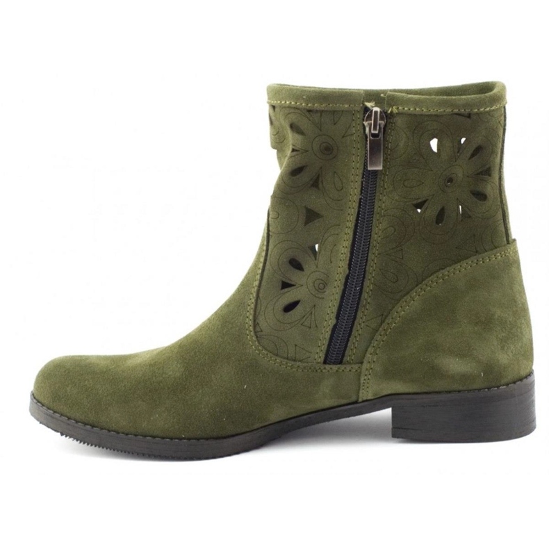 Olivier Botine confortabile din piele verde ajurata 1