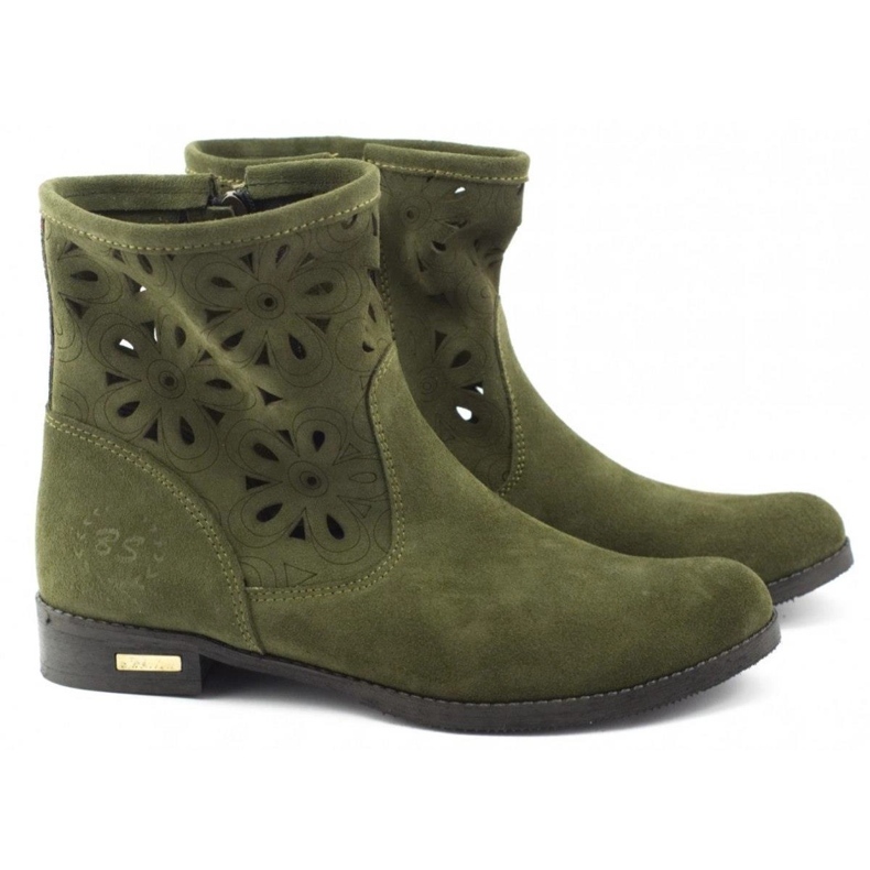 Olivier Botine confortabile din piele verde ajurata 2