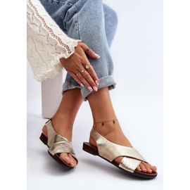 Sandale din piele pentru femei Zazoo 40407 Aur de aur 1