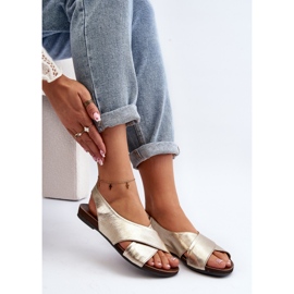 Sandale din piele pentru femei Zazoo 40407 Aur de aur 2