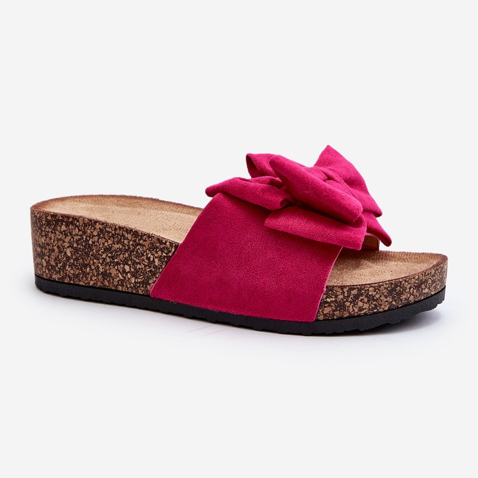 Flip-flops de damă pe platformă din plută cu fundă Fuchsia Tarena roz 2
