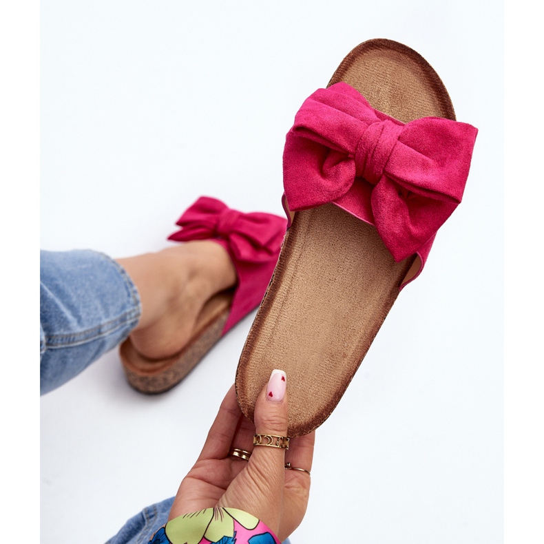Flip-flops de damă pe platformă din plută cu fundă Fuchsia Tarena roz 1
