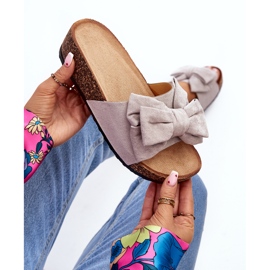 Flip-flops de damă pe platformă din plută cu fundă, Tarena gri 1