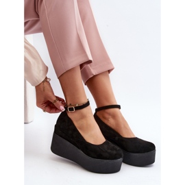 Espadrile negre Malla pentru femei pe pană negru 2