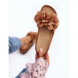 Șlapi damă cu flori, Lulania maro 1 Șlapi damă cu flori, Lulania maro 1