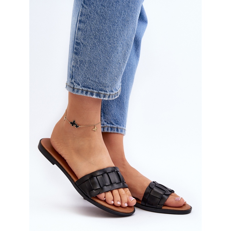 Flip-flops clasici plate dama negri Namrita negru 2