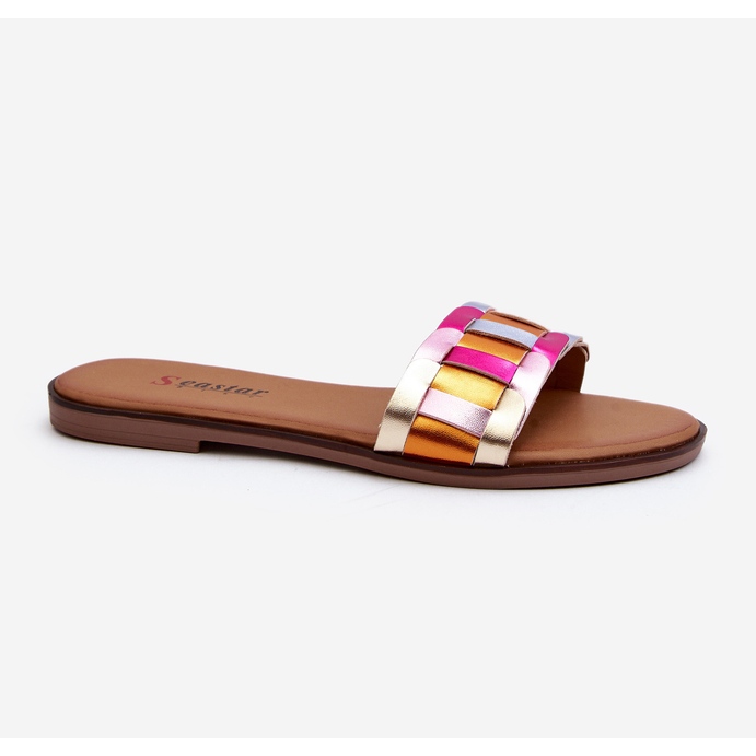 Flip-flops clasici plate dama multicolor Namrita de aur 1