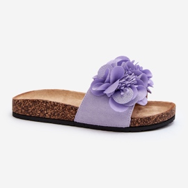 Șlapi damă cu flori, mov Lulania violet 2