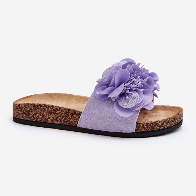 Șlapi damă cu flori, mov Lulania violet 2 Șlapi damă cu flori, mov Lulania violet 2