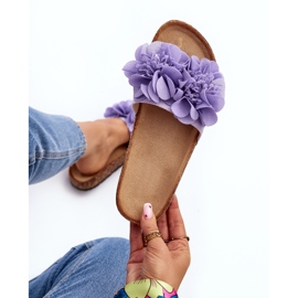 Șlapi damă cu flori, mov Lulania violet 1 Șlapi damă cu flori, mov Lulania violet 1
