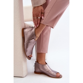 Sandale de damă din piele Laura Messi 2443 Rose Gold roz 1