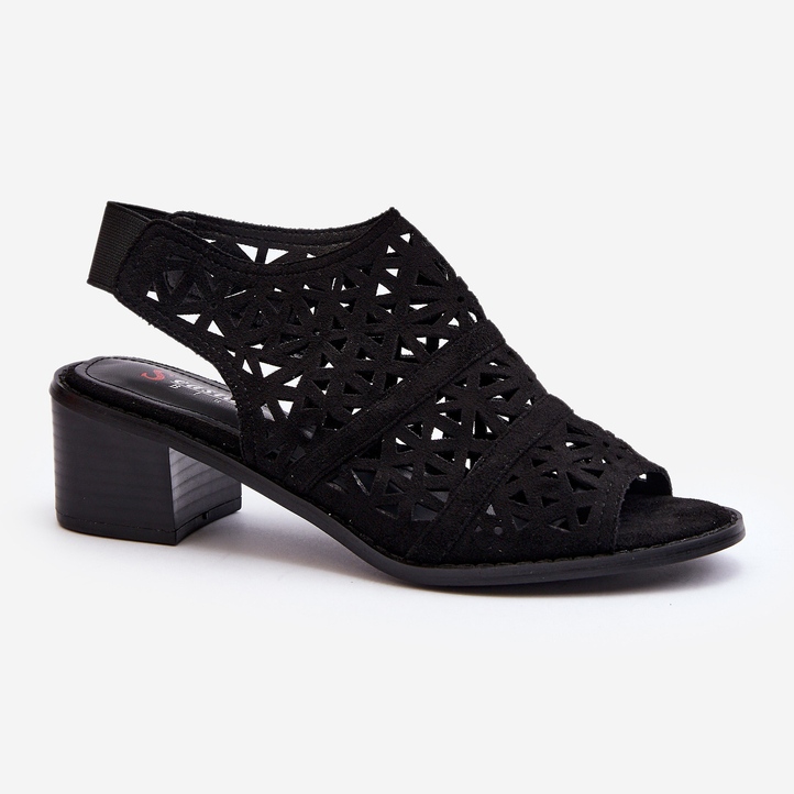 Sandale Ajurate Toc Înalt Negru Serapina 1