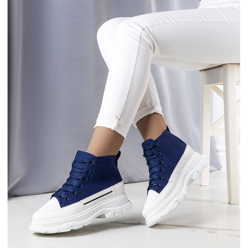 Adidași cu platformă înaltă bleumarin de la Tillys albastru 1