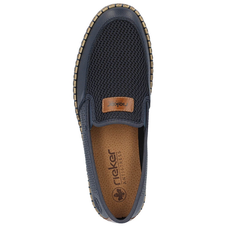 Pantofi slip-on pentru bărbați, confortabili din piele, albastru Rieker B5271-14 1
